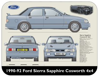 Ford Sierra Sapphire Cosworth 1990-92 Place Mat, Medium